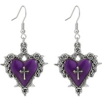 Gothic Thorn Heart Earrings,Punk Style Red Purple Black Crystal Earrings Vintage Heart Cross Earring Y2k Aesthetic Hip Hop Earring Victoria Vampire Halloween Jewelry Costume