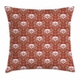 thumbnail image 1 of Gothic Throw Pillow Cushion Cover, Baroque Pattern with Floral Curves Old Fashioned Antique Design Skull Motifs, Decorative Square Accent Pillow Case, 18 X 18 Inches, Ruby Cocoa White, by Ambesonne, 1 of 2