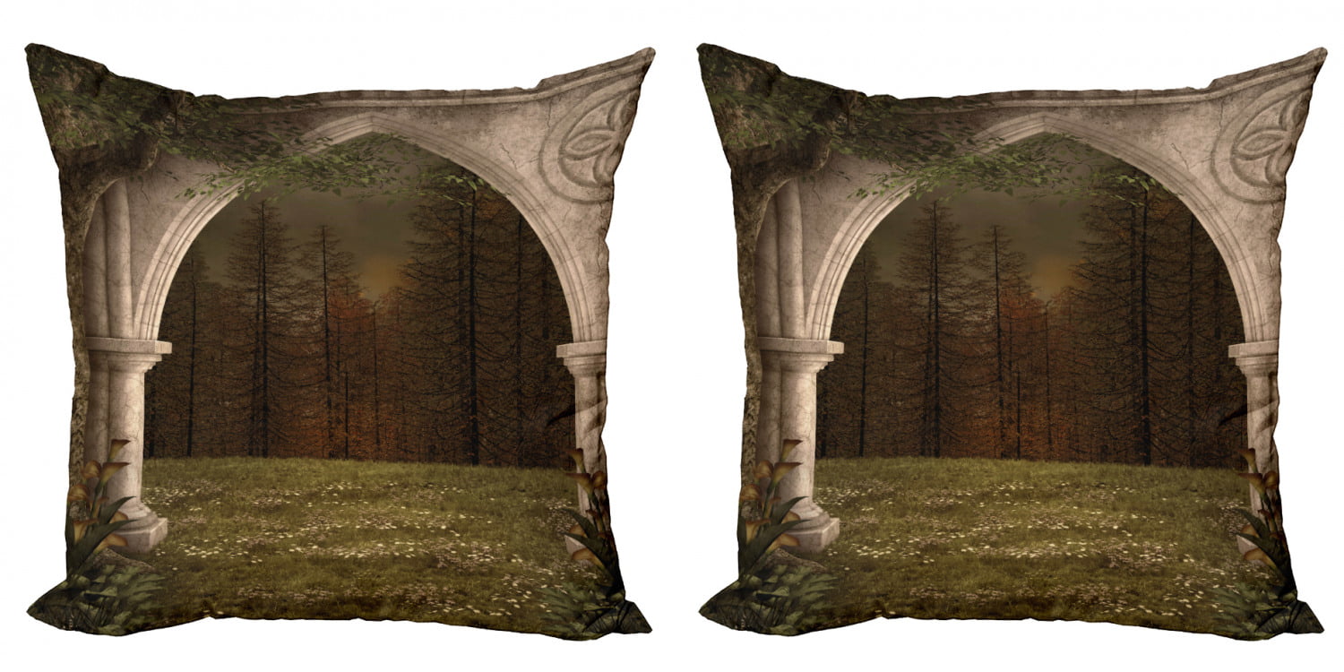 Gothic Throw Pillow Cushion Cover Pack of 2, Photo of Antique Aged