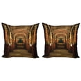 thumbnail image 1 of Ambesonne Gothic Throw Pillow Cover 2 Pack, Secret Passage Medieval, 20", Brown and Red, 1 of 5