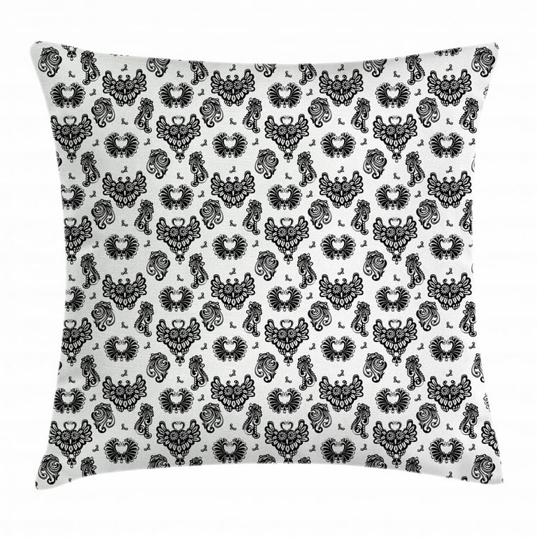 Gothic Throw Pillow Cushion Cover Victorian Floral Motifs and