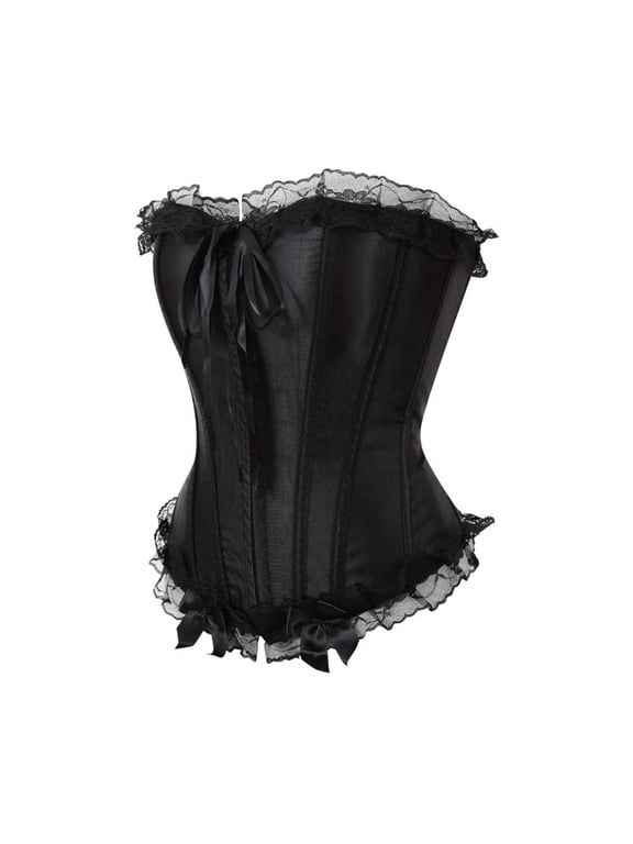 Gothic Tight Lace Bustiers Corset for Women Black L