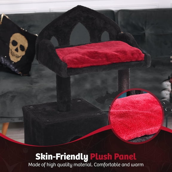 Gothic Tree - 28in Black Condo with Throne Bed, Bat Toy & Sisal Post