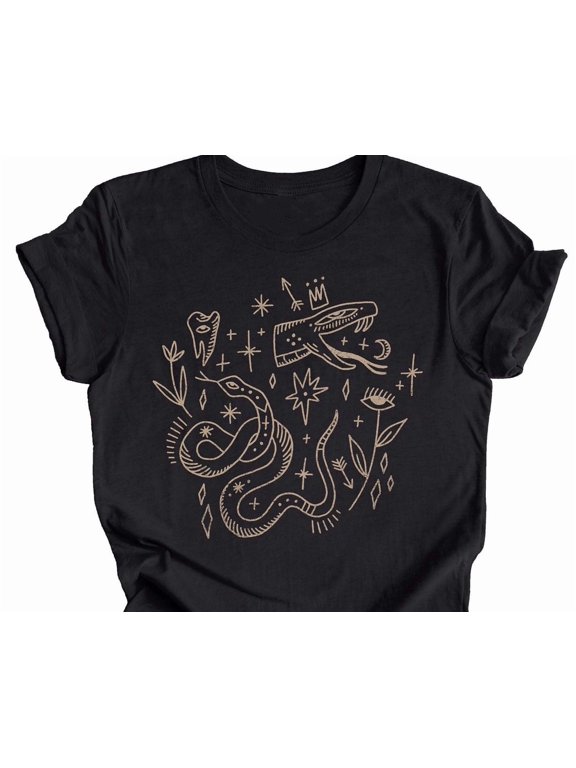 Gothic Tshirt Eclectic Graphic Tee Dreamcore Alternative T Shirt Mystical Witchy Symbols Funky Tops Dark Bohemian Aesthetic Magical Graphic