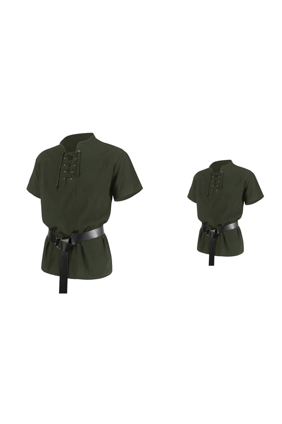 Gothic Tunic Shirt with Bandage Sleeves, Medieval Historical Costume Top for Men