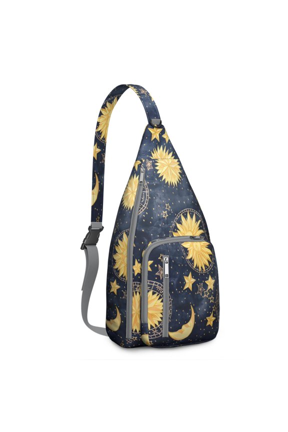 Gothic Unisex Sling Bag - Mystical Solar & Lunar Elements, Lightweight Tear-resistant Crossbody Bag, Adjustable Strap & Waterproof