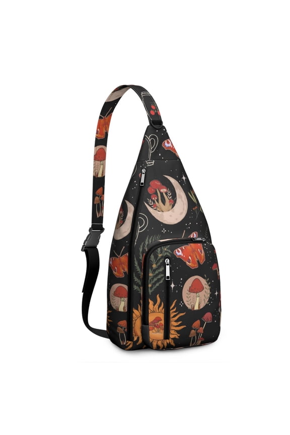 Gothic Unisex Sling Bag - Mystical Solar & Lunar Elements, Lightweight Tear-resistant Crossbody Bag, Adjustable Strap & Waterproof