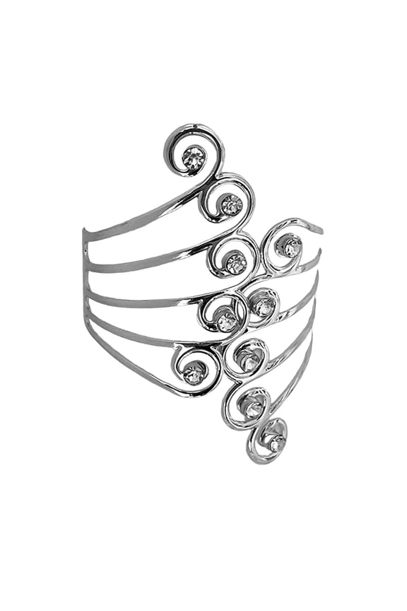 Gothic Upper Arm Adjustable Bracelet Open Wide Cuff Bangle Coil Bracelet Simple Swirl Snake Armband Minimalist Armlet Vintage Jewelry Silver