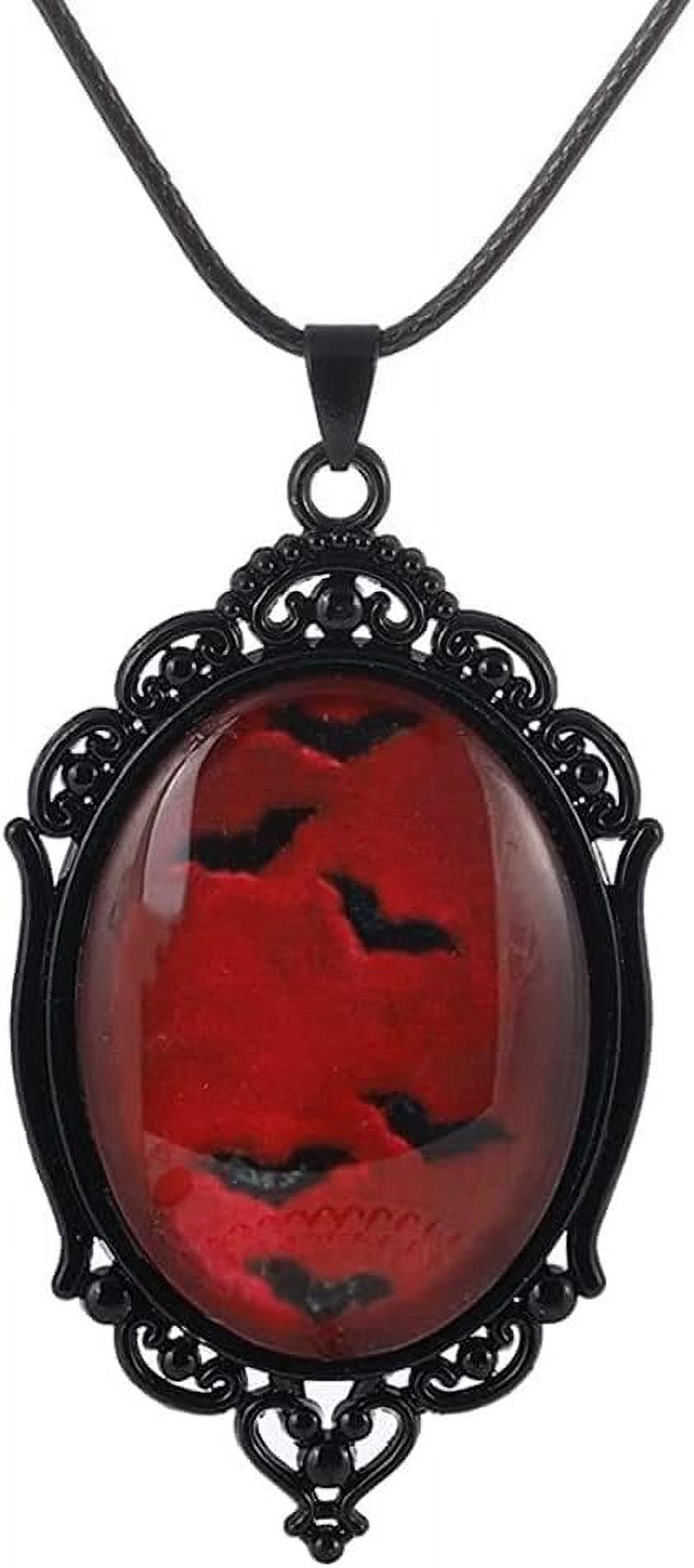 Gothic Vampire Bat Cameo Necklace - Vintage Blood Bat Pendant Choker ...