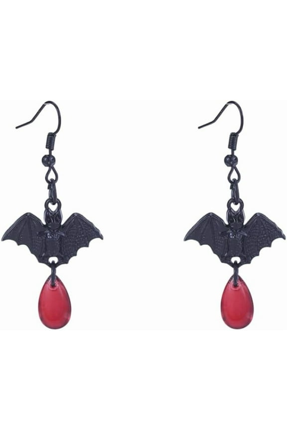 Gothic Vampire Bat Earrings Halloween Crystal Vampire Dangle Earrings Vintage Red Black Zirconia Witch Bat Earrings Halloween Vampires Witch Costume Jewellery Accessories