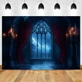 thumbnail image 1 of Gothic Vampire Medieval Castle Backdrop Scary Rainy Night Lightning Hallowe Party r Photography Background Photo Props, 1 of 5