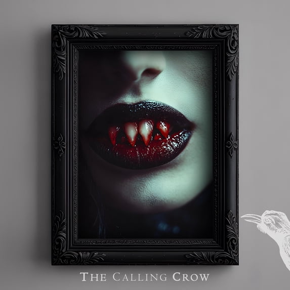 Gothic Vampire Print Vampire Teeth Print, Dark Cottagecore Art, Goth ...