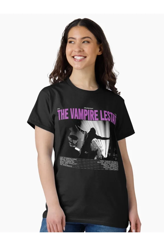 Gothic Vampire Rock Concert Graphic T-Shirt Dark Music Tour Style Tee Retro Gothic Band Aesthetic Shirt
