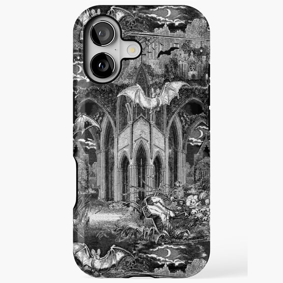 Gothic Vampires Dark Crypt Grave Bat Fantasy Pattern Phone Case with iPhone 17 to 11 Pro Max