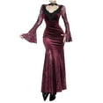 thumbnail image 1 of Gothic Velvet Dress for Women Long Sleeve Vampire Witch Costume Halloween Maxi Dress Elegant Cosplay Outfit, 1 of 8