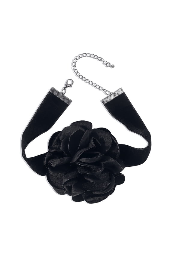 Gothic Velvet-Fabric Flower Pendant Choker Necklace Women Cravicle Fashion Velvet-Rose Flower Choker Chain Jewelry Gift