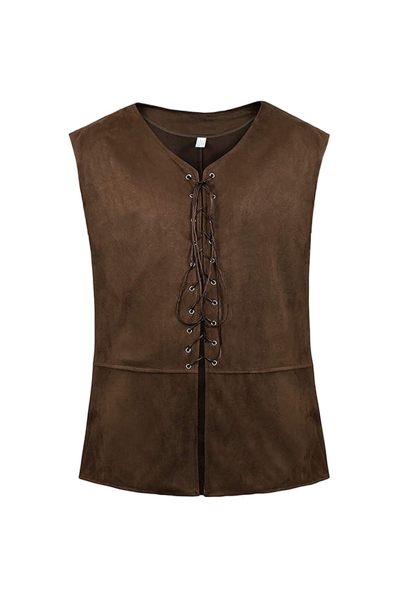 Gothic Vest Men With Lace Up Vintage Casual Gothic Punk Fashion Clothes