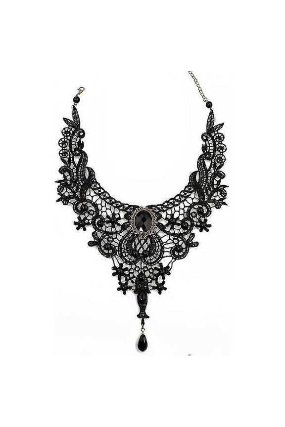 Gothic Victorian Lace Choker Necklace Sexy Hollow Black Lace Necklace Steampunk Cosplay