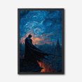 thumbnail image 1 of Gothic Vigilante Starry Night Canvas Wall Art  Unique Cityscape Painting Inspired by Van Gogh, 1 of 10