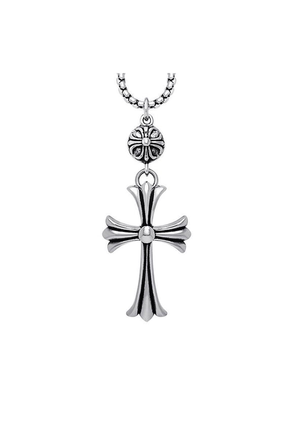Gothic Vintage Cross Pendant Necklace Stainless Steel Unisex Silver Black Two-tone