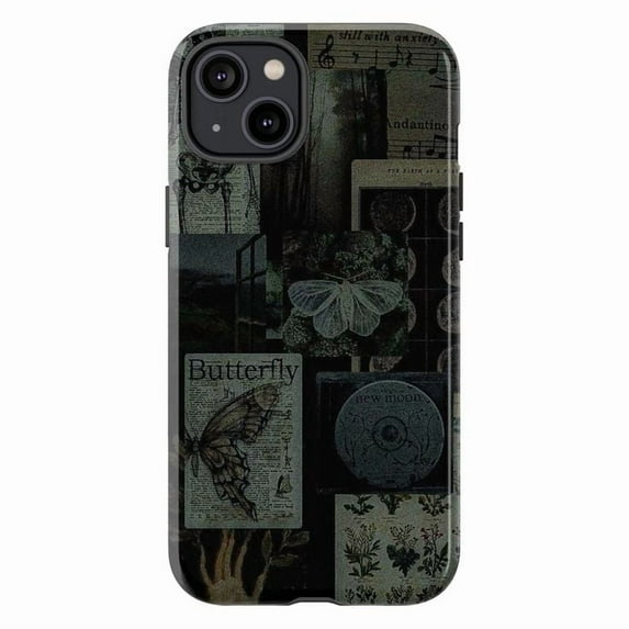 Gothic Vintage Dark Butterfly Collage Phone Case for iPhone 16/15/14/13/12/11 Pro, Pro Max, Mini, Plus – Moody Aesthetic Phone Cover
