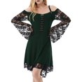 thumbnail image 1 of Gothic Vintage Lace Patchwork Women Dress Plus Size Goth Bandage Ladies Spaghetti Strap Dresses Dark Green XL, 1 of 8