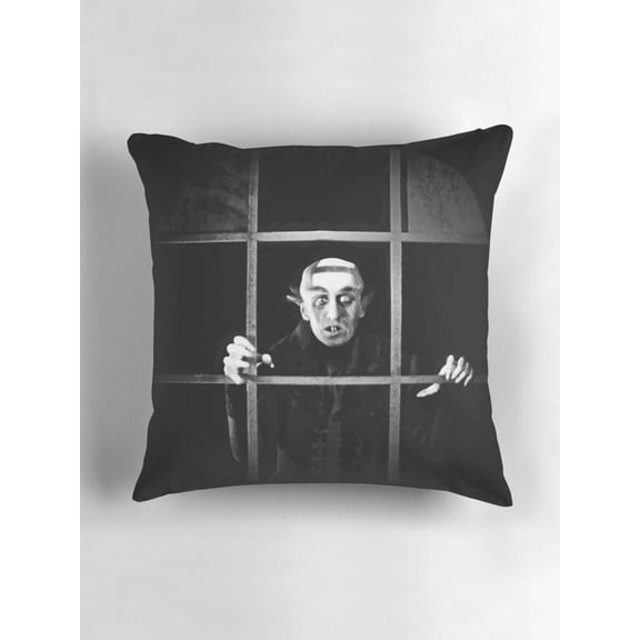 Gothic Vintage Vampire Behind Window Bars Throw Pillow Cover, Double-Sided Print, Cover Only