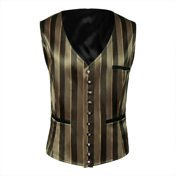 Gothic Waistcoat for Men Steampunk Lapel Suit Vest Victorian Outerwear Formal Jacquard Brocade Sleeveless Jackets