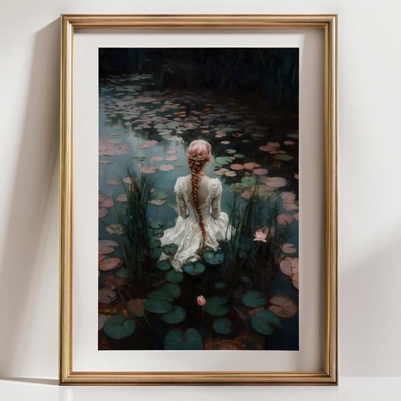 Gothic Water Lily Maiden Wall Art