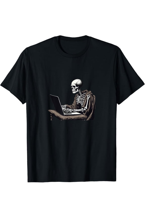 Gothic Web Developer Coding In Front Of Computer Graphic T-Shirt, Size S-5XL