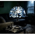 thumbnail image 1 of Gothic Web Stained Glass Table Lamp – 11.8 Inch Black Green Resin Base Halloween Lamp – Plug In Lighting for Living Room, Study, and Side Desk, 1 of 6