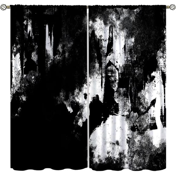 Gothic Window Curtains,Abstract Black Dark Halloween Window Treatments for Bedroom Living Room Kitchen Window Drapes Set 2 Panels,84x84 Inches