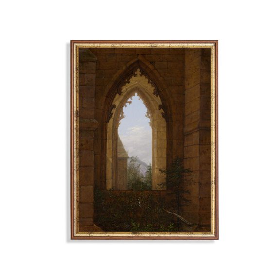 Gothic Window Stone Arch Architecture Rustic Landscape Wall Art Decor Unframed Paper Print