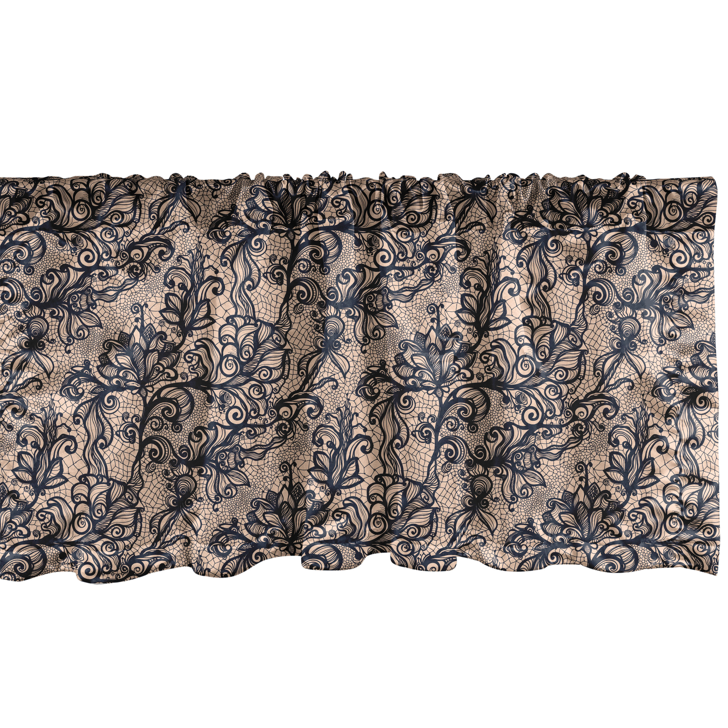 Gothic Window Valance Pack of 2, Abstract Old Fashioned Blossoms Nature