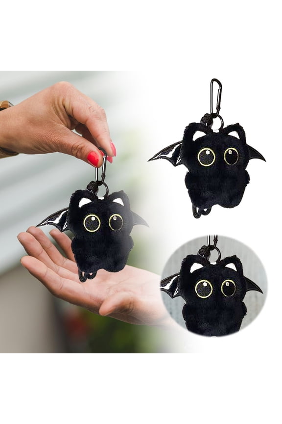 Gothic Wing Backpack Keychain, Big‑Eye Bag Charm Pendant for Student Daily Accessories, 5.11 inch, Black 1Pack