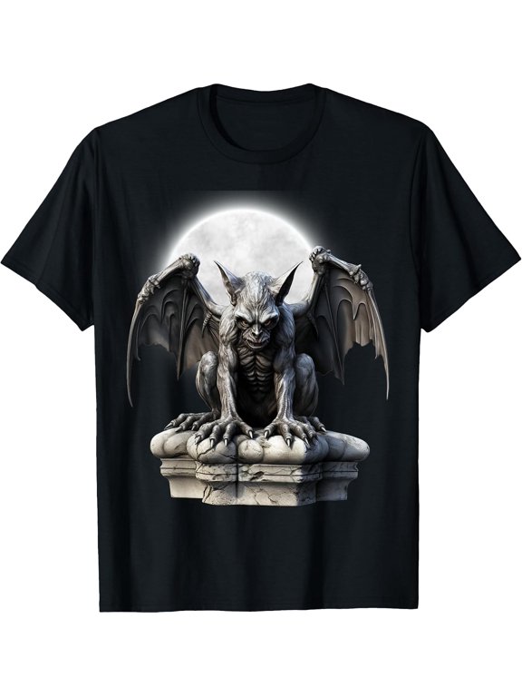 Gothic Winged Gargoyle Goth Fantasy Moon Halloween T-Shirt