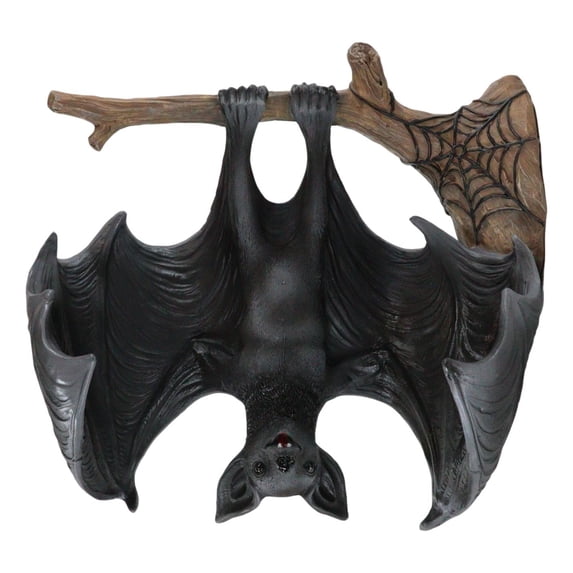 Gothic Winged Vampire Bat By Spider Web Hanging From Branch Wall Hanging Decor