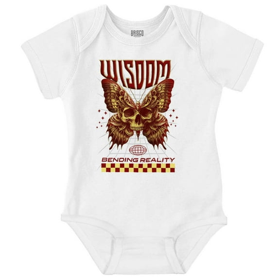 Gothic Wisdom Reality Skull Butterfly Romper Boys or Girls Infant Baby Brisco Brands 18M