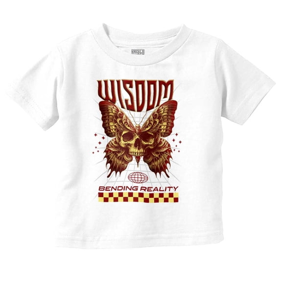 Gothic Wisdom Reality Skull Butterfly Toddler Boy Girl T Shirt Infant Toddler Brisco Brands 2T