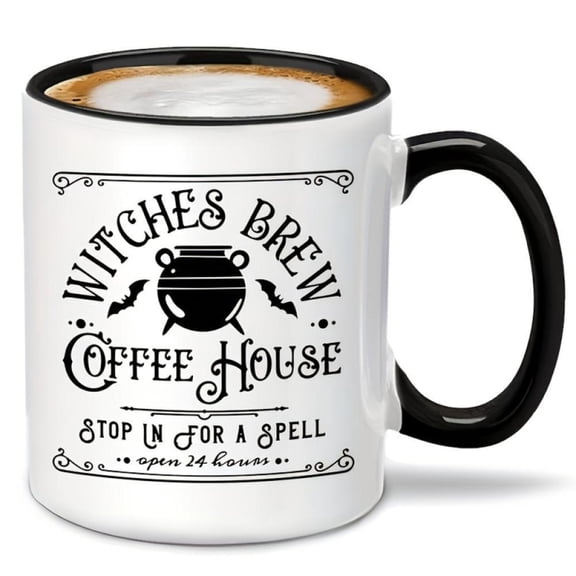 Gothic Witch Brew Ceramic Coffee Mug Tea Cup Pagan Moon Phase Cup 24 Hour Hot Cold Drinks Hand Wash Only Multi Holiday Halloween Christmas Thanksgivin