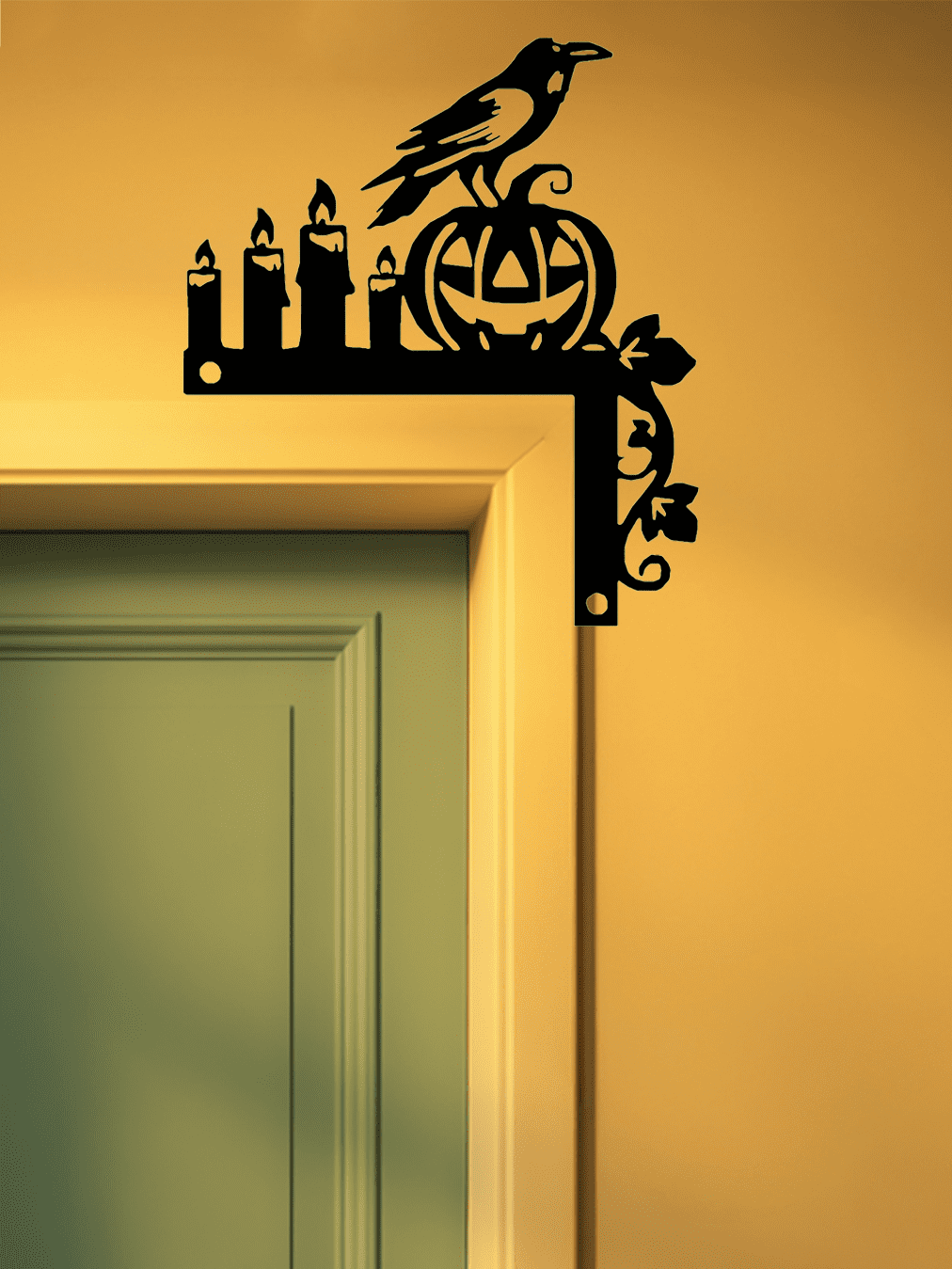 Gothic Witch Cauldron Door Hanger Heavy Duty Metal Silhouette Wall Decor for Halloween Christmas Holiday Indoor Outdoor Home Office Gift