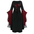 thumbnail image 1 of Gothic Witch Dress for Women Dark Halloween Costumes Extra Wide Bat Sleeves Lace Fashion Maxi Dresses with Pattern S-3XL, 1 of 5