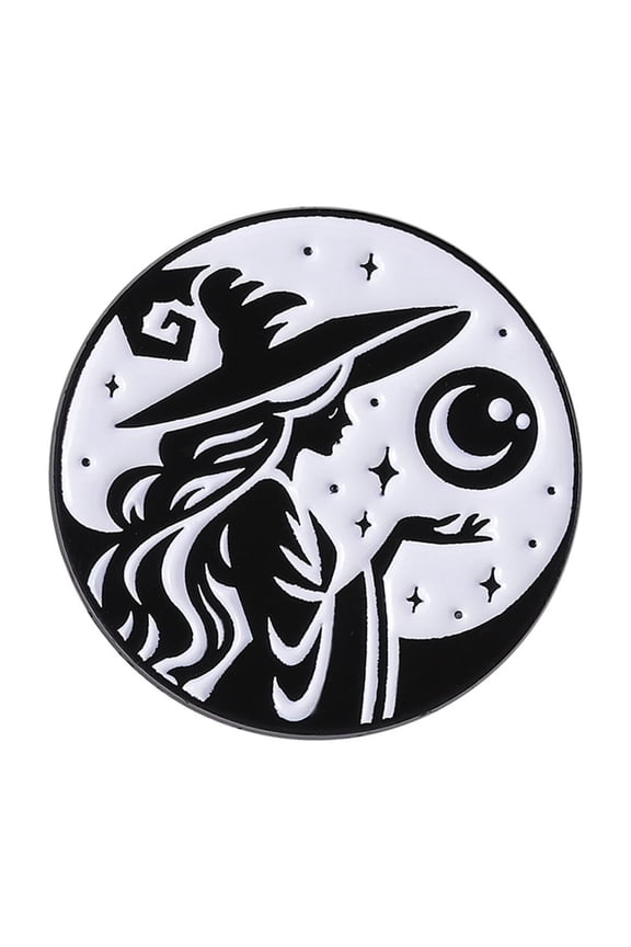 Gothic Witch Enameled Brooch Black Cats Moons Punk Styles Decorative Clothing Pin Accessories For Halloween