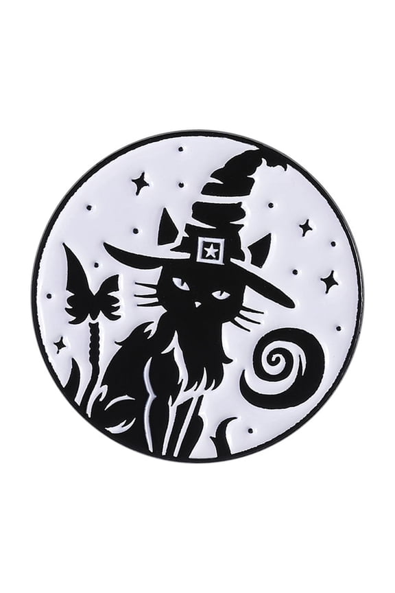 Gothic Witch Enameled Brooch Black Cats Moons Punk Styles Decorative Clothing Pin Accessories For Halloween