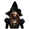 thumbnail image 1 of Stylish Baseball Caps Gothic Witch Hat With Silk Flowers Halloween Accessory For Women Ideal for Parties and Festivities, 1 of 6