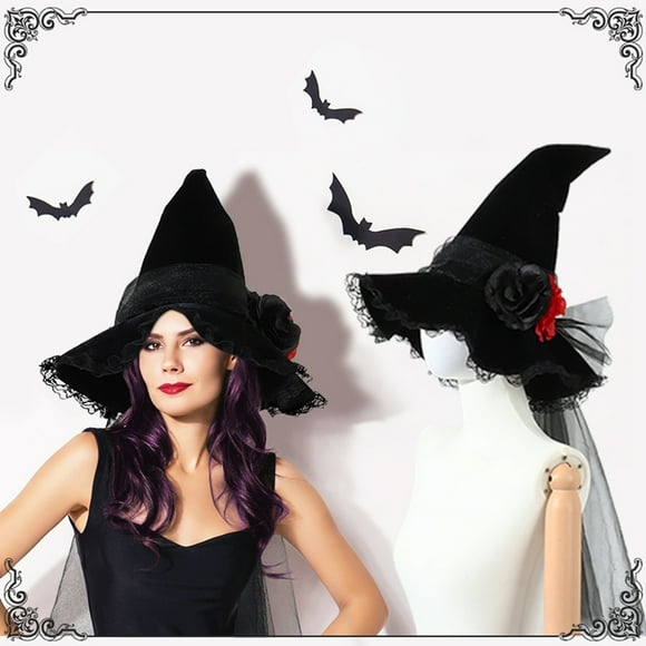 Gothic Witch Hat with and Silk Flowers Accessory for Women Chowder Hat Plain Trucker Hats for Men Make Again Hat Distressed Baseball Cap Women Frat Wear Big Size Trucker Hat 1776 Hat College