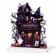thumbnail image 1 of Gothic Witch House Acrylic Halloween Decorations Tabletop Stand, 6 Inch 2D HD Printed Spooky Mansion Ornament for Desk Tiered Tray Gothic Displays, 1 of 6