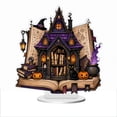thumbnail image 1 of Gothic Witch House Acrylic Halloween Decorations Tabletop Stand, 6 Inch 2D HD Printed Spooky Mansion Ornament for Desk Tiered Tray Gothic Displays, 1 of 7