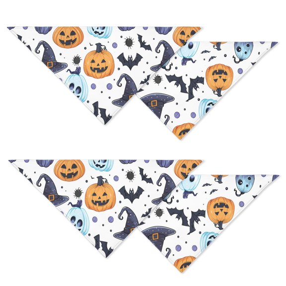 Gothic Witch Wizard Dog Bandanas 2 Pack, Halloween Themed Adjustable Double Sided Pet Scarf with Black Cat Pattern