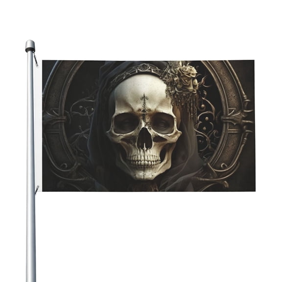 Gothic Witchy Skull Black Flag 3X5 Ft Garden Yard House Flags Banner Sign Outdoor Indoor Party Home Garden Decoration